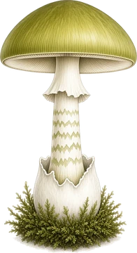Ilustración de una oronja verde (Amanita phalloides)